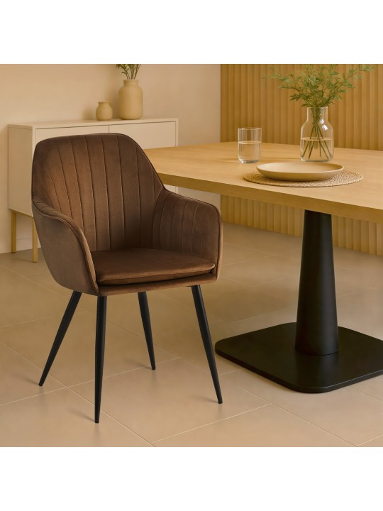 Cheryl samettinen ruokapöydän tuoli, ruskea