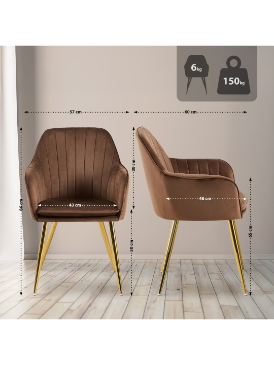 Ruokasalin tuoli Cheryl samettikulta, ruskea