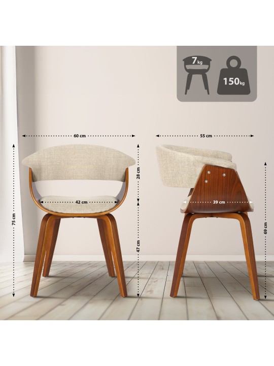 Tuoli Bruce kangas pähkinä, kermanvärinen