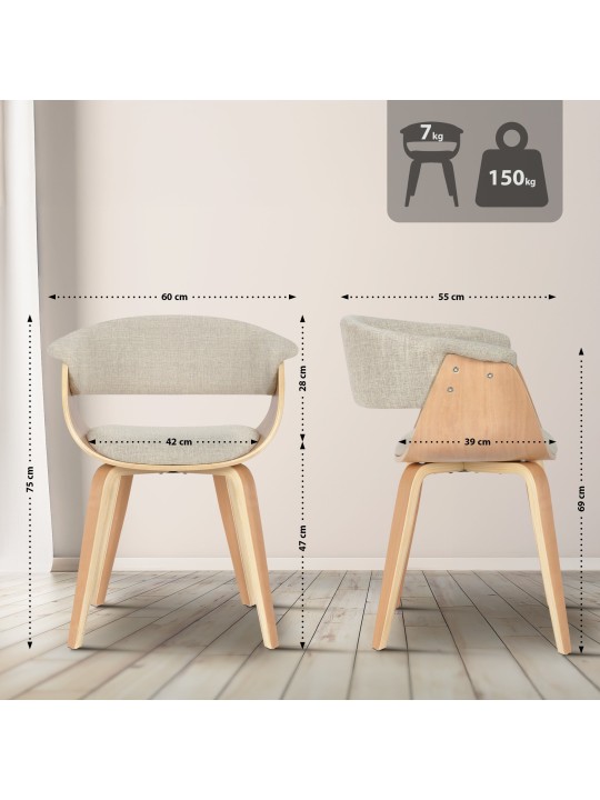 Tuoli Bruce luonnonmukaista kangasta, kermanvärinen