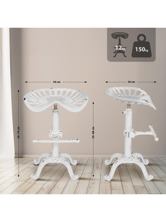 2 baarituolia Butch, antiikkivalkoinen