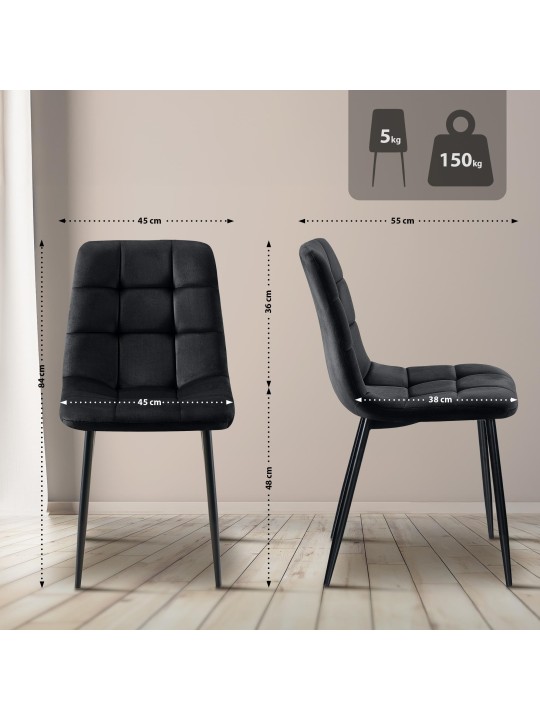 4 ruokapöydän tuolin sarja Antibes, musta 4 ruokapöydän tuolin sarja Antibes, musta