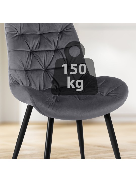 Rossford samettinen ruokapöydän tuoli, tummanharmaa