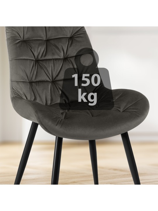 Rossford samettinen ruokapöydän tuoli, antrasiitti