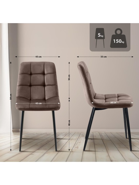 2 ruokapöydän tuolin setti Tilde velvet, ruskea