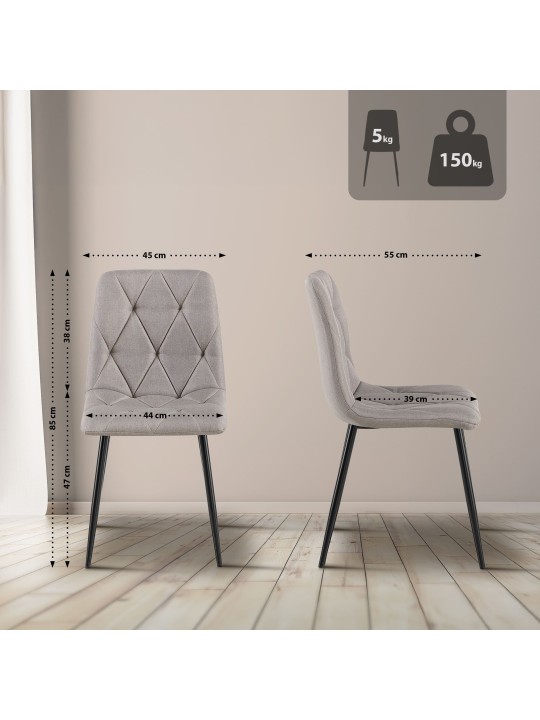 Clairton kangas ruokatuoli, vaaleanharmaa Clairton kangas ruokatuoli, vaaleanharmaa