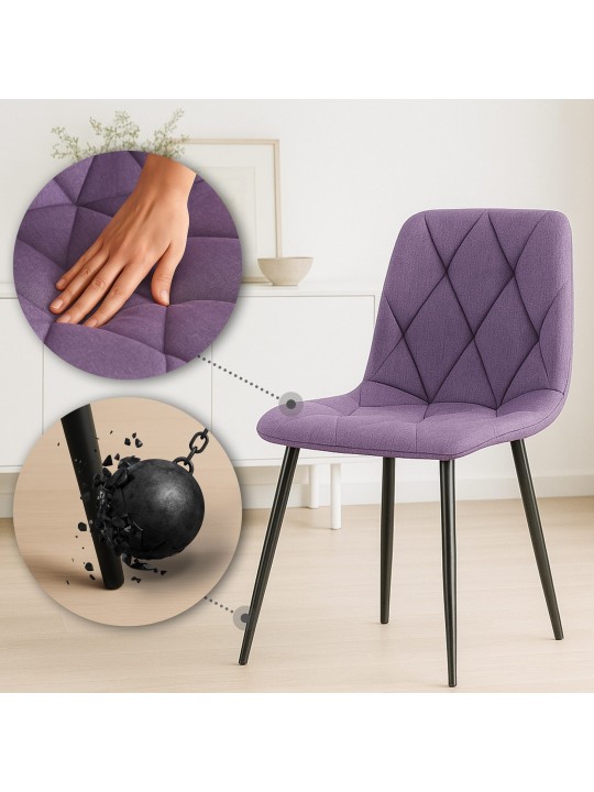 2 ruokapöydän tuolin setti Clairton kangas, liila