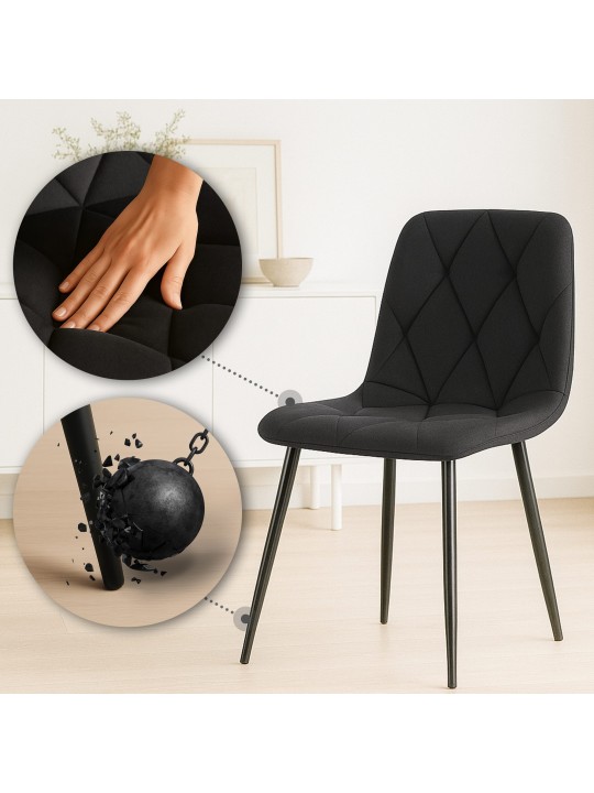 2 ruokapöydän tuolin setti Clairton kangas, musta