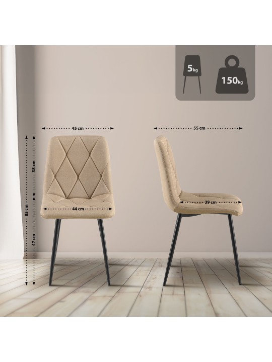 2 ruokapöydän tuolin setti Clairton kangas, taupe