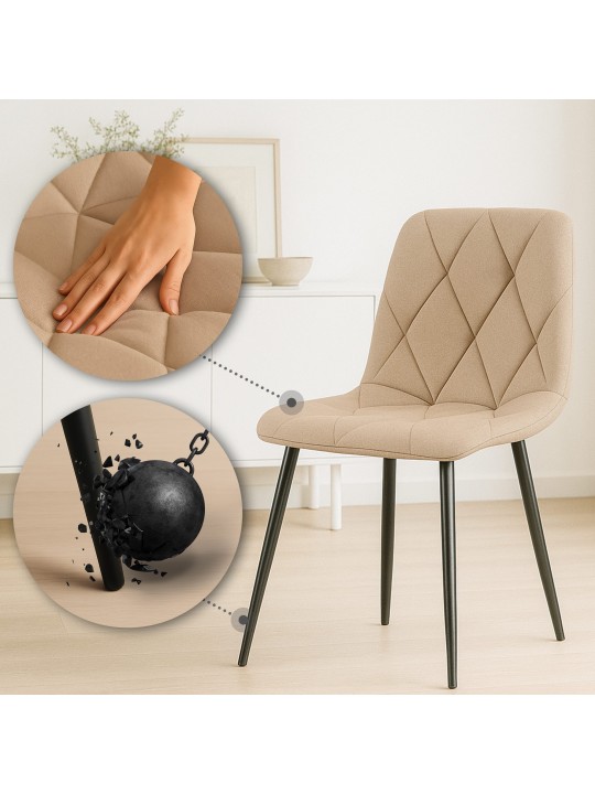 2 ruokapöydän tuolin setti Clairton kangas, taupe