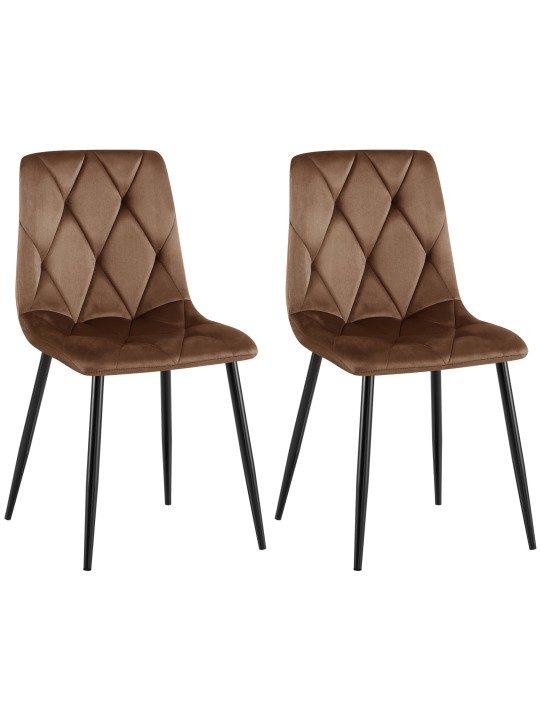 2 ruokapöydän tuolin setti Clairton velvet, ruskea 2 ruokapöydän tuolin setti Clairton velvet, ruskea