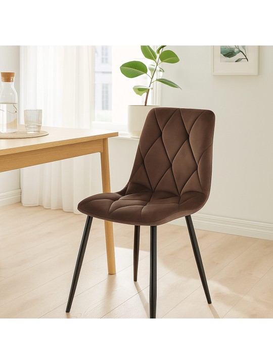 2 ruokapöydän tuolin setti Clairton velvet, ruskea 2 ruokapöydän tuolin setti Clairton velvet, ruskea