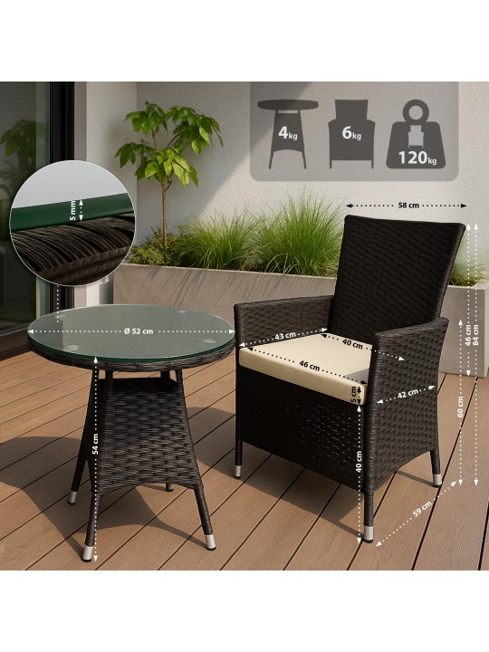 Fireda-istuinryhmä, tummanruskea