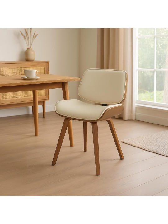 Vierailutuoli Beverley keinonahkaa, pähkinä/kermanvärinen