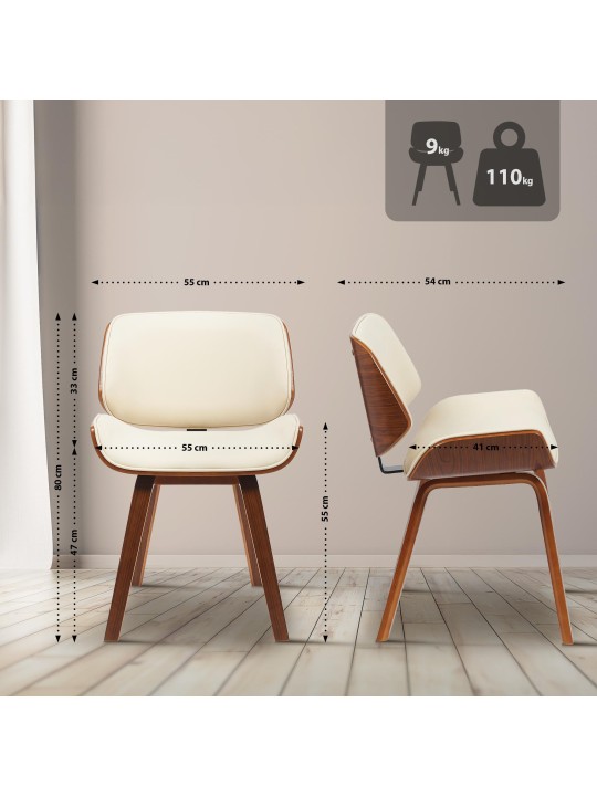 Vierailutuoli Beverley keinonahkaa, pähkinä/kermanvärinen