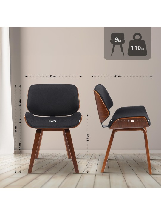 Vierailijatuoli Beverley kangasta, pähkinä/musta