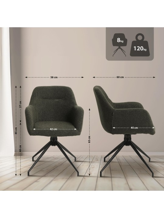 Ruokasalin tuoli Merlinda kangas Teddy, tummanvihreä