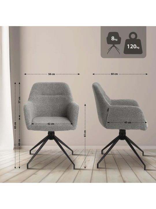 Ruokasalin tuoli Merlinda kangas Teddy, harmaa