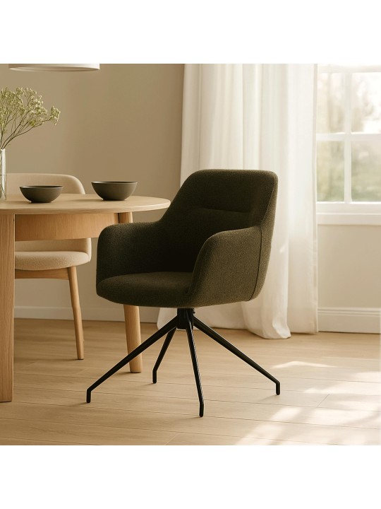 Ruokasalin tuoli Merlinda kangas Teddy, tummanvihreä