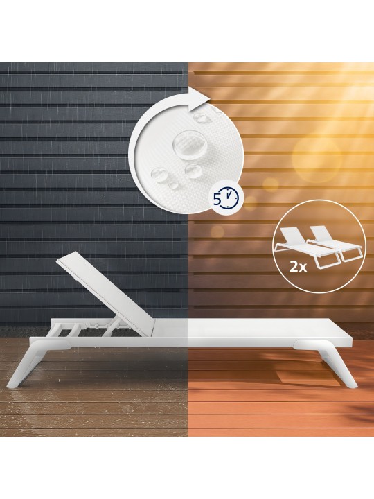 2 aurinkotuolin setti Tropic, valkoinen
