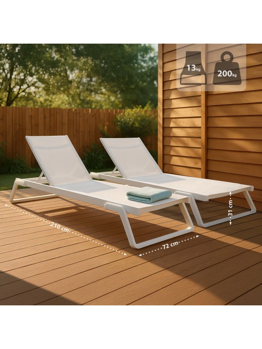 2 aurinkotuolin setti Tropic, valkoinen