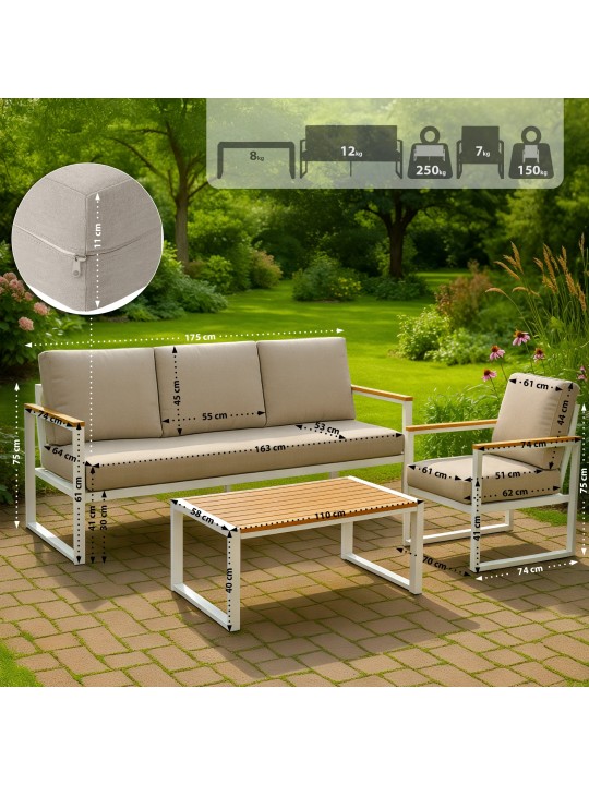 Rodiesa-istuinryhmä, valkoinen