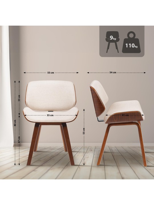 Vierailijatuoli Beverley kangasta, pähkinä/kermanvärinen