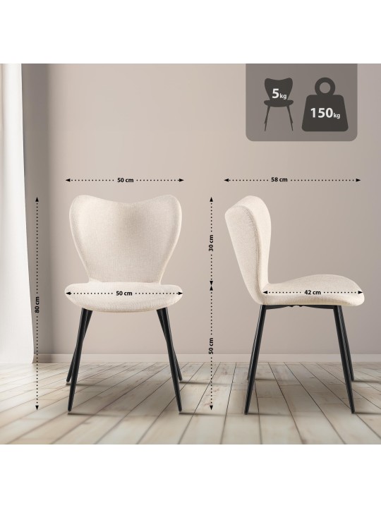 Ruokasalin tuoli Maika kangasta, kermanvärinen