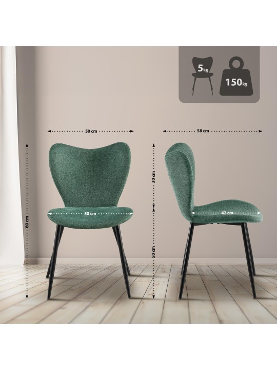 Ruokasalin tuoli Maika kangasta, vihreä