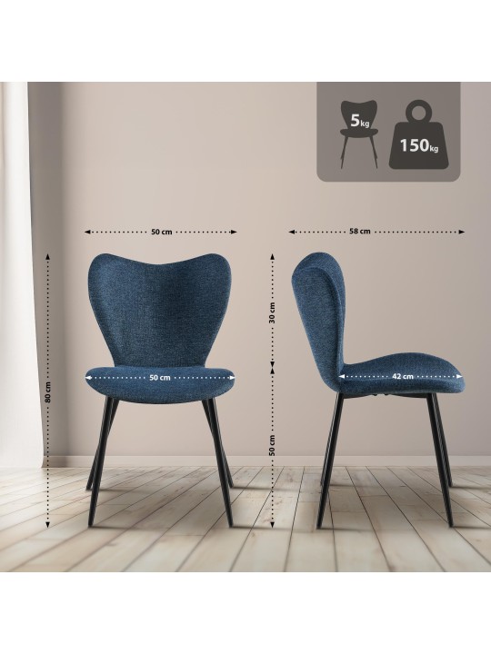 Ruokasalin tuoli Maika kangasta, sininen