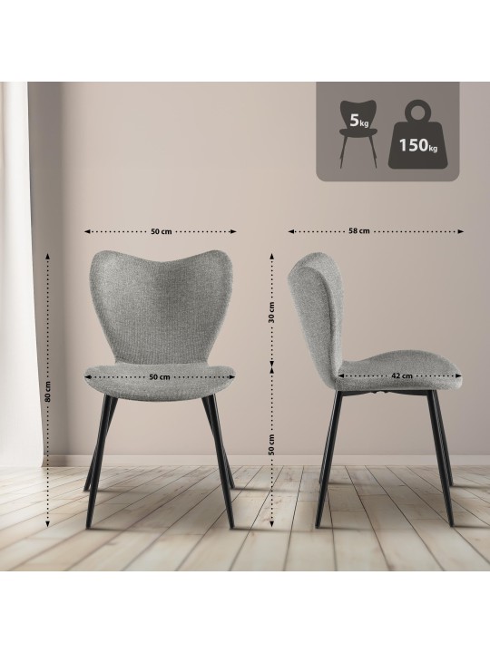 Ruokasalin tuoli Maika kangasta, harmaa