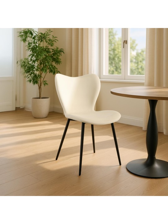 Maika samettinen ruokapöydän tuoli, kermanvärinen