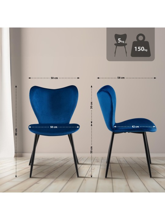 Maika samettinen ruokapöydän tuoli, tummansininen