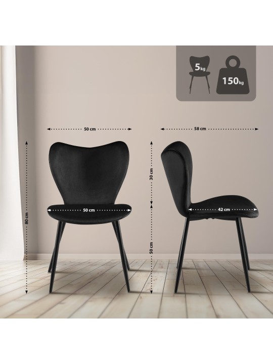 Maika samettinen ruokapöydän tuoli, musta