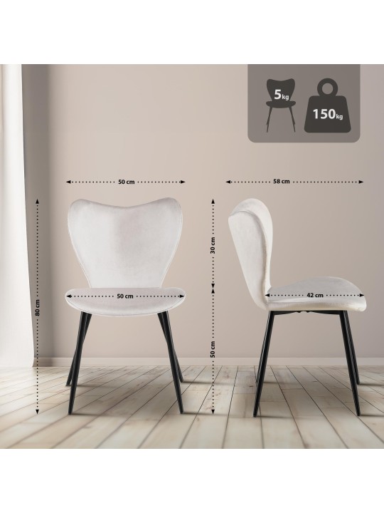 Maika samettinen ruokapöydän tuoli, harmaa