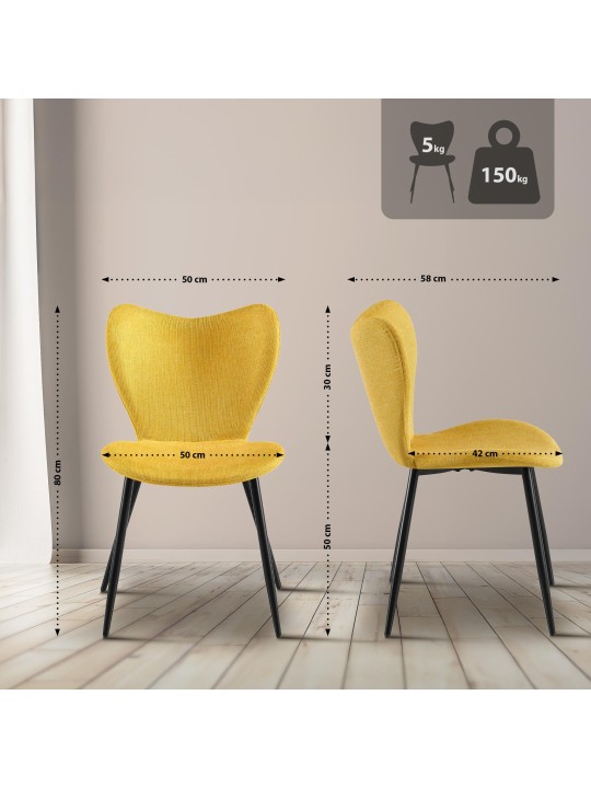 Ruokasalin tuoli Maika kangasta, keltainen