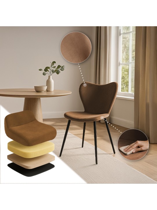 Maika samettinen ruokapöydän tuoli, ruskea