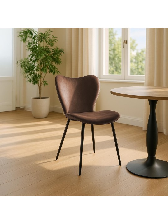 Maika samettinen ruokapöydän tuoli, ruskea