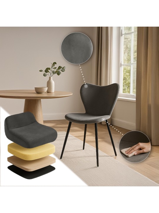 Maika samettinen ruokapöydän tuoli, antrasiitti