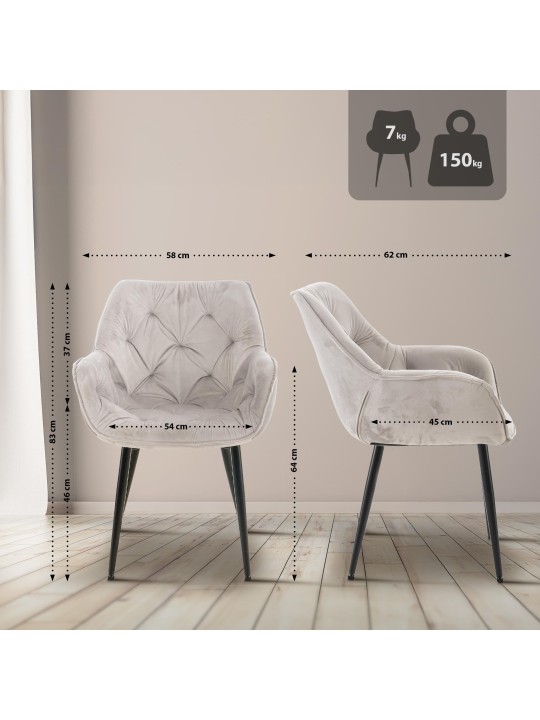 Tuoli Tanna samettia, harmaa