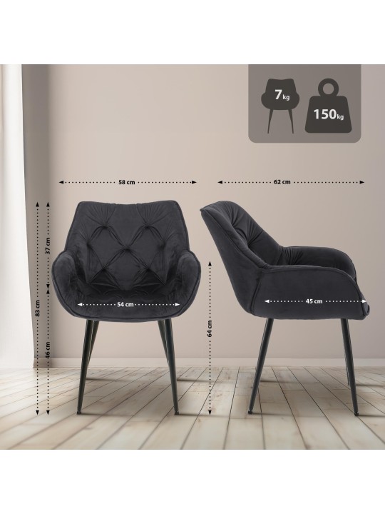 Tuoli Tanna samettia, musta