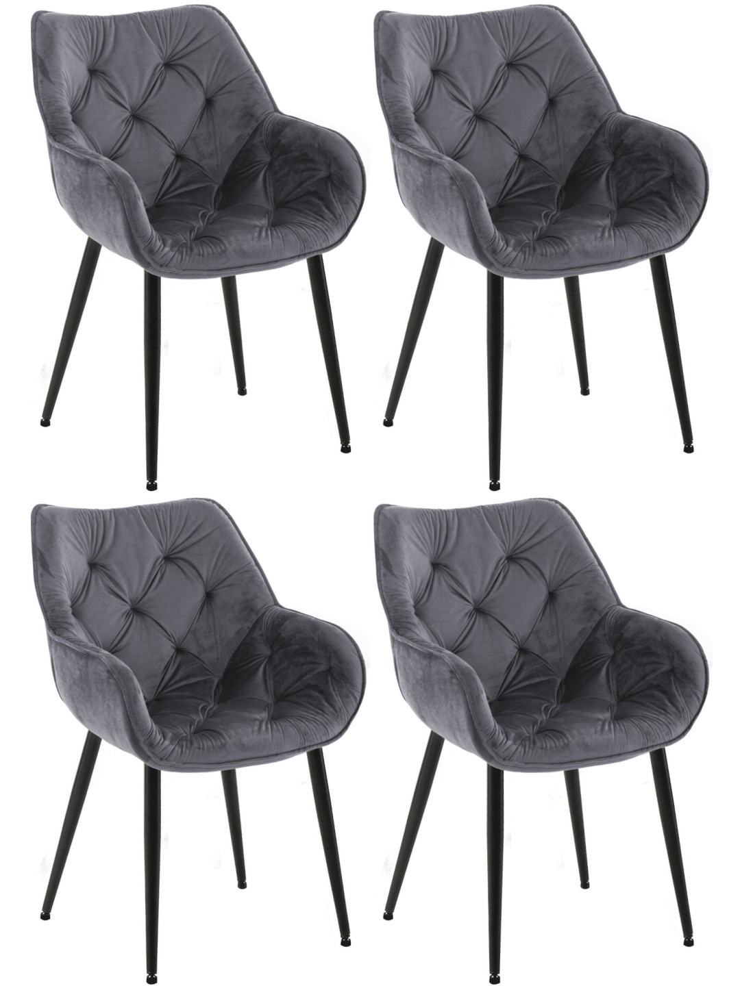 4 tuolin setti Tanna velvet, tummanharmaa