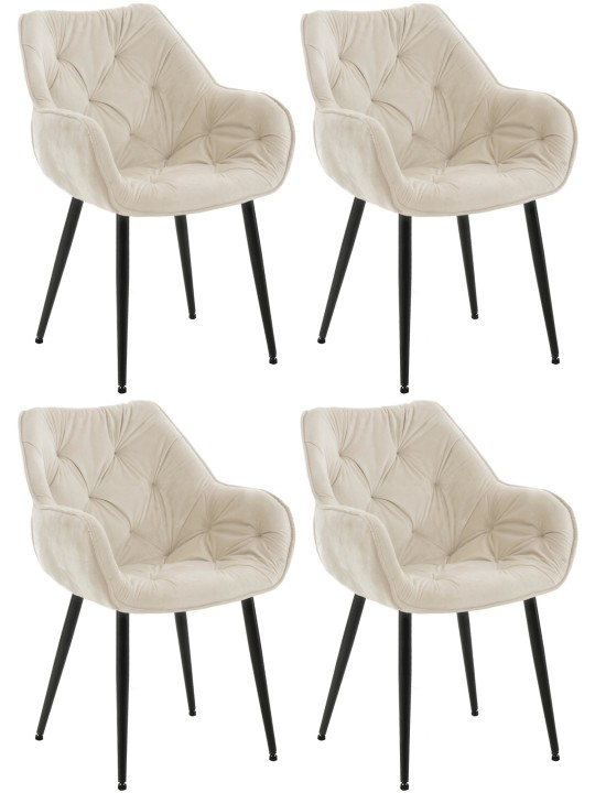 4 tuolin setti Tanna velvet, kermanvärinen
