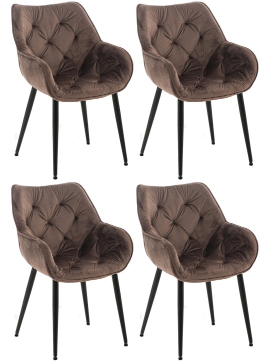 4 tuolin setti Tanna velvet, ruskea