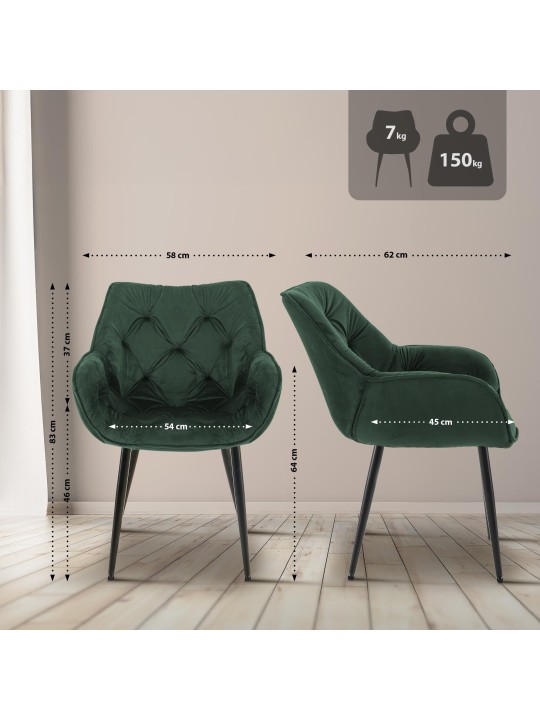 4 tuolin setti Tanna velvet, vihreä