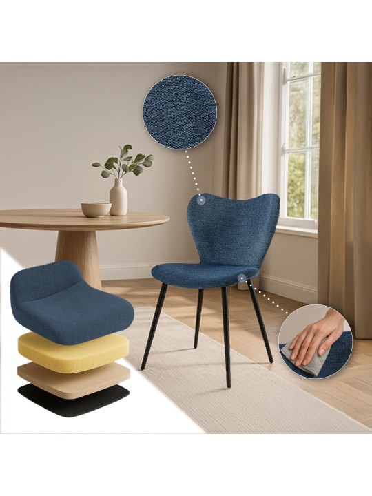 Ruokasalin tuoli Maika kangasta, sininen