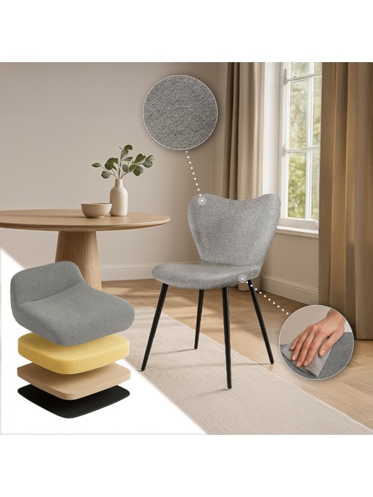 Ruokasalin tuoli Maika kangasta, harmaa