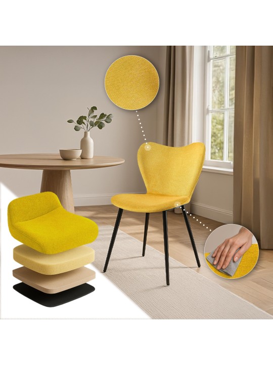 Ruokasalin tuoli Maika kangasta, keltainen