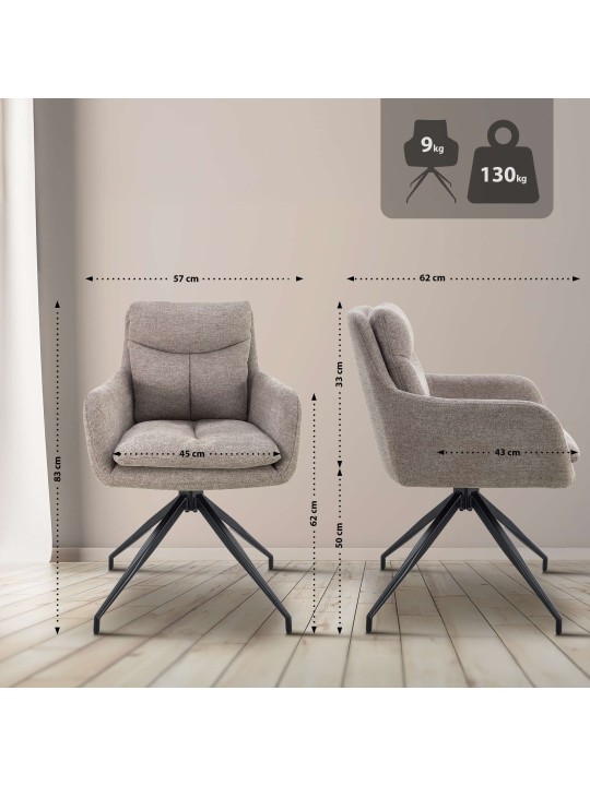 2 ruokapöydän tuolin setti Somers kangas, taupe