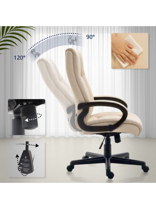 Työtuoli XL Sparta keinonahkaa, kermanvärinen Työtuoli XL Sparta keinonahkaa, kermanvärinen